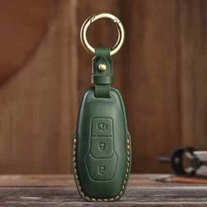 Genuine Leather Car Key Cover Case For Ford Everest Explorer Edge Focus Keychain - Picture 1 of 10