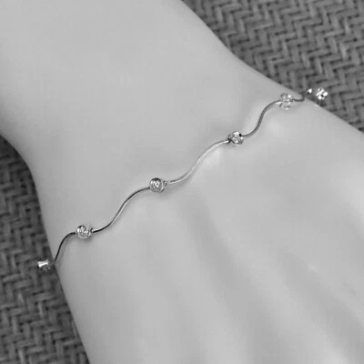 NUEVO BRAZALETE ESTACIÓN DIAMANTE ORO BLANCO 18K UN TERCER QUILATE VS/G (siete pulgadas) Foto 1 de 4