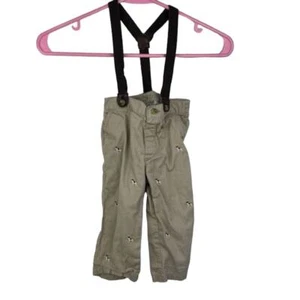 Janie & Jack Mono Caqui Estampado Perro Una Pieza Tirantes Talla 12 a 18 Meses - Imagen 1 de 6