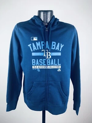 Sudadera con capucha polar cremallera completa propiedad equipo azul marino Tampa Bay Rays MLB para mujer nueva con etiquetas grande Foto 1 de 4