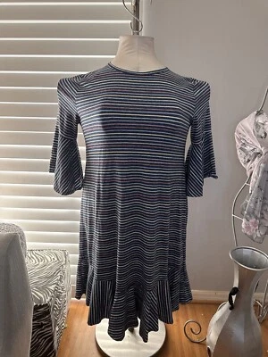 Nuevo Vestido MAURINE Mujer LuLaRoe Denim Azul Rojo Amarillo Estampado Rayas Talla 2XL Foto 1 de 4