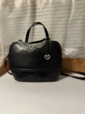 Bolso de mano vintage de cuero estructurado negro BRIGHTON con correa para el hombro mediano Foto 1 de 4