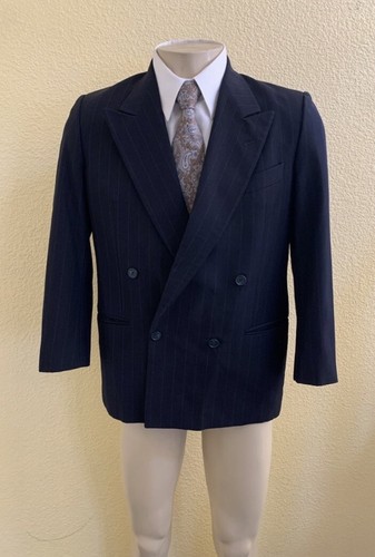 Blazer vintage Valentino Uomo I. Magnin uomo taglia 40S blu navy gessato