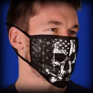 Flag Skull Design Face Mask - Two Ear Holes Cover Nose and Mouth, Face Mask - Picture 1 of 1