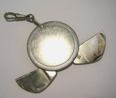 Rare Vintage Imperial Folding 2-Blade Fob Knife Stainless Round Art Deco Case - Image 1 of 4