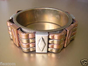 Bracciale braccialetto ottone/rame? Tricolore 60,1 g/Ø 6,5/larghezza 2,4 cm - Foto 1 di 7