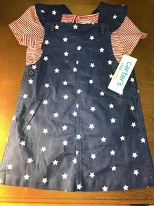 Carter’s SS Girl’s Dress Outfit 4th of July Stars & Stripes Girls Sz 6 Mos NWT - Picture 1 of 5