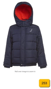 Nautica Boys' Fleece Lined Hooded Bubble Jacket, Navy 10B, 12 Months - Picture 1 of 8