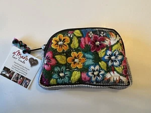 A Mano Fair Trade Wallet Handmade Mayan Guatemala Embroidered Flowers - Picture 1 of 4