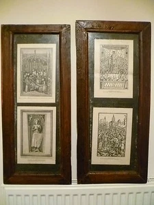 TWO ANTIQUE FRENCH WALL HANGINGS - HISTORICAL SCENE PRINTS: BRITAIN / BRETON WAR - Picture 1 of 9