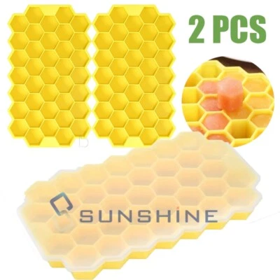 Ice Cube Trays for Freezer with Lid 37-Grid Silicone Ice Cube Molds Easy-Release - Image 1 of 4