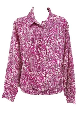 LESLIE FAY Haberdashery Blouse Size 12 Paisley Elastic Waist Long Sleeve Button - Image 1 of 4