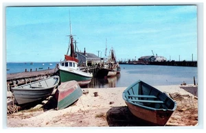 Vintage Provincetown Waterfront Fischerboote Lithographie Postkarte - Bild 1 von 2
