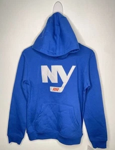 New York Islanders Hoodie Boys Size Large 14-16 Blue Stitched Logo Pullover - Picture 1 of 4