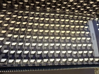 PRADA Saffiano Leather Zip Around Long Wallet.  Silver Hardware. - Image 1 of 4