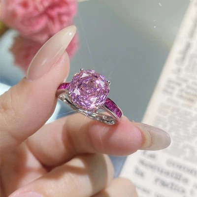 Sparkle Rose Cut Pink Topaz Gems Women Girl Jewelry Silver Necklace Stud Earring - Image 1 of 4