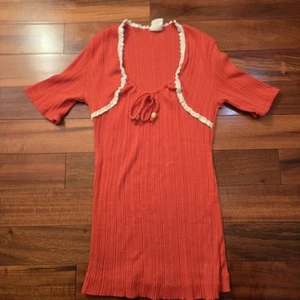 True Vintage, MISS KALICO Brand, Red, Lace Neckline, Short Sleeve Shirt, Women - Picture 1 of 5