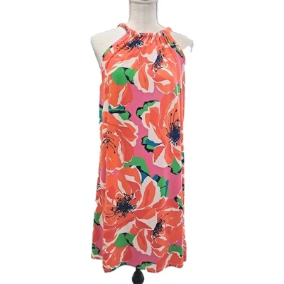 Trina Turk Juju Botanical Medley Floral Halter Tropical Summer Dress Size Large  - Image 1 of 4