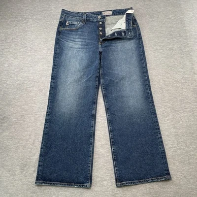 Jeans feminino AG Adriano GoldSchmied 360 33R azul largo pop crop cintura alta jeans - Imagem 1 de 4