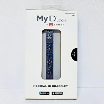 Pulsera Médica de Seguridad My ID SPORT Banda NEGRA Borde GRIS (PEQUEÑA 6.5") por Endevr Foto 1 de 3