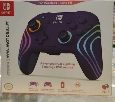 Nintendo Switch PDP Afterglow Wave Wireless Controller RGB Lighting Purple - Image 1 of 2