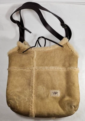 Ugg Shearling Shoulder Bag Beige Lined Hobo Sheep Skin & Pocket Book Coin Purse - Image 1 of 4