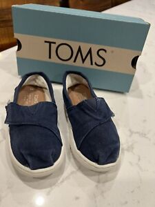 TOMS Tiny Alpargata Canvas Cushioned Slip-On Shoes Toddler Size 9 Navy Blue