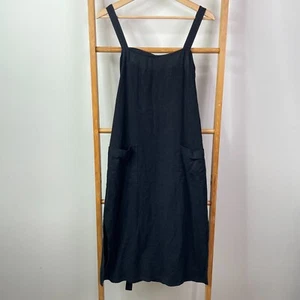 Sportsgirl A-Line Dress Womens 8 Black Linen Blend Sleeveless Square Neck Midi - Picture 1 of 11