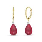 14K. GOLD LEVER BACK EARRINGS WITH DIAMONDS & RUBIES (Yellow Gold)