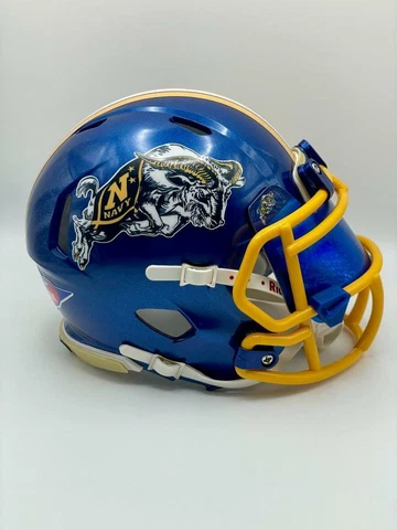 Navy Midshipmen CUSTOM Metallic Blue 3D Bumpers - Visor - Mini Football Helmet Cover