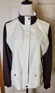 L-RL Lauren Active Giacca Donna Marrone/Avorio Full Zip Tasche a Scatto Tg.Lg - Foto 1 di 17