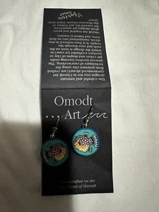 OMODT ART blau/mehrfarbige SCHEIBE OHRHÄNGER HANDGEFERTIGT HAWAII VON BARB/ERIK - Bild 1 von 4