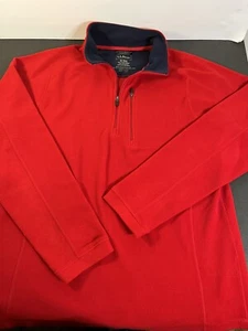 LL Bean Men’s 1/2 Half Zip Red Fleece Pullover Sweater Jacket Size MED 44”c EUC! - Picture 1 of 7