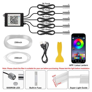 5in1 8M LED Fiber Optic Light Strip APP Car Interior Ambient Lamp RGB USB - Picture 1 of 8