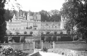 Chateau d'Usse-Francia-Palacio Patio Vintage 1920 Foto Negativo - Imagen 1 de 2