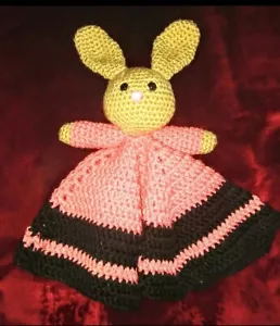 Security blanket New Leia Allen crochet Handmade baby lovey bunny stuffy infant - Picture 1 of 1