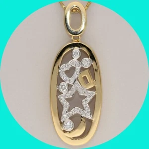 Diamond Heart Star Moon Celestial Pendant Necklace .43CT H Color 18K Gold 22.5” - Picture 1 of 8
