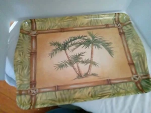 2 VTG Kathleen Denis PALM TREES Melamine Serving Trays, Italy, 18"X13" - Picture 1 of 3