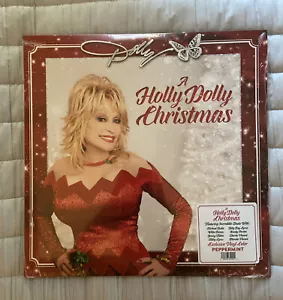 Parton - A Holly Dolly Christmas - Green Pink White Peppermint Vinyl LP - Picture 1 of 4