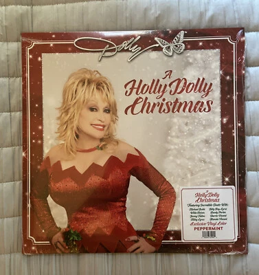 Parton - A Holly Dolly Christmas - Green Pink White Peppermint Vinyl LP - Image 1 of 4