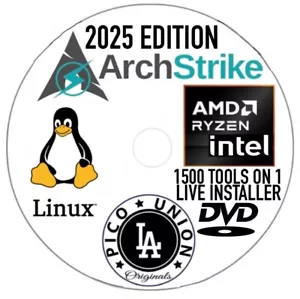 2025 Edition Arch Strike Linux W/ Over 1500+ Tools For Hackers Live/Install DVD - Picture 1 of 1