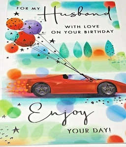 Husband Birthday Card. Sports Car Theme. Kingfisher Cards.  - Picture 1 of 4