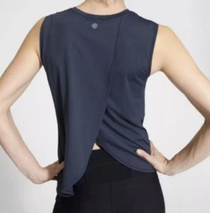 Athleta Sunlover UPF Tank Top Sleeveless Small Charcoal Gray Split Tulip Back - Imagen 1 de 10