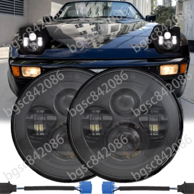Par de faros LED redondos de 7 pulgadas proyector de haz alto bajo para Porsche 944 1983-1991 Foto 1 de 4