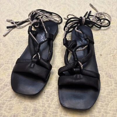 Sandalias Free People envolventes de tilo cuero negro punta abierta gladiador 9,5/39,5 nuevas sin caja Foto 1 de 4