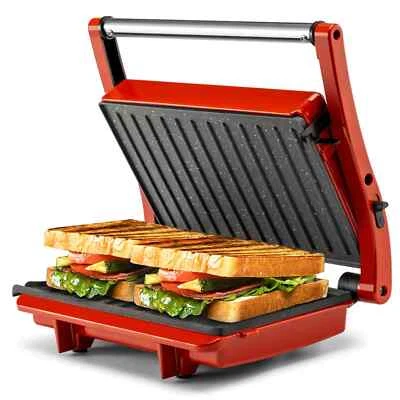 Panini Press Grill - Sandwich Maker with Non-Stick Cooking Plate Red - Image 1 of 4