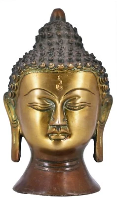 White Whale Brass Antique Buddha Head Statue Idol Figurine Home Decorative - Image 1 of 4
