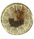 VTG Retro MCM Deviled Egg Plate Tray Lucite Resin Acrylic Basket Dried Flowers