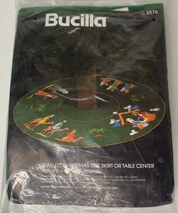 Vintage Bucilla Nativity Jeweled Christmas Tree Skirt 45” Round Kit #3576 NIP - Picture 1 of 6