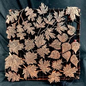 Copper Tjap Cap Chop Stamp Block Artisan Batik Autumn Leaves 8.5" x 8.75" - Picture 1 of 2